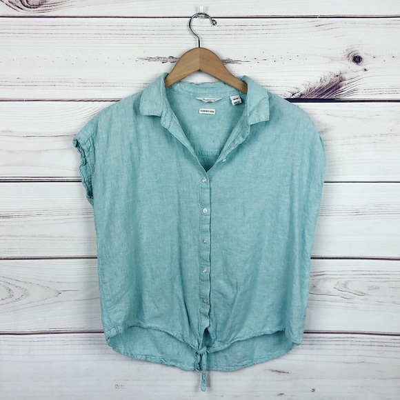 Weatherproof Vintage Mint Linen Tie Front Shirt M - Picture 5 of 11